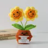 Flor de Tricô de Energia Positiva Transfronteiriça Planta em Vaso Produto Acabado Fio de Lã Flor de Simulação Ornamento de Mesa Boneca de Cartão de Mão