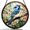 Jardín Cruz Azul Pájaro Colgante de Vidrio de Color Adorno Colgante de Vidrio para el Hogar Decoración de Ventana Atrapasoles de Jardín