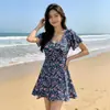 Traje de baño talla grande mujer gorda mm conservador una pieza cubierto de carne delgado madre de mediana edad y anciana traje de baño para aguas termales fabricantes al por mayor
