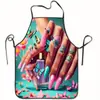 Avental Estampado Transfronteiriço com Padrão de Arte de Unha Digital Fashion Resistente a Óleo, Adequado para Cozinhar, Piqueniques e Churrascos, Avental sem Mangas