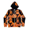 Sudadera con capucha de venta caliente transfronteriza, retro Y2K, manga larga, corte holgado, estampado, Harajuku, Hip-Hop, deportiva, talla grande, sudadera casual con cremallera