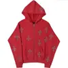 Estilo Coreano Nova Personalidade Rua Harajuku Casual Solto Top Cruz Hot Drilling Design Moletom com Capuz Feminino