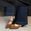 Primer Encuentro 2026: Exquisitos zapatos de mujer estilo francés para combinar con faldas, zapatos Mary Jane poco profundos de punta con tacones altos gruesos