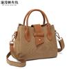 Bolsa feminina casual bolsa de lona impermeável bolsa crossbody com primeira camada de couro genuíno bolsa de ombro de cor sólida transbordando