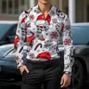 2026 Transfronteiriça Amazon Europeia e Americana Masculina Casual Confortável Gola Lapela Manga Longa Camisa Natal Impressão 3D