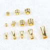 Banhado a ouro com preservação de cor, cobre banhado a ouro, contas de bambu, espaçadores de anel duplo, furo grande de três fios, ouro, acessórios para piercing de joalheria DIY
