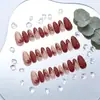 30 Piezas de Uñas Portátiles Estilo Europeo y Americano, Uñas Almendradas de Longitud Media Francesas de Alta Gama 3D, Arte de Uñas Hecho a Mano al por Mayor