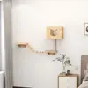 Estrutura de Escalada para Gatos em Madeira Maciça Prateleira de Gato DIY na Parede Arranhador Montado na Parede Plataforma de Salto para Gatos Espaço de Prateleira para Gatos Cápsula Espacial Gato