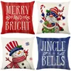 Funda de almohada navideña más vendida transfronteriza con estampado festivo de Papá Noel, funda de almohada para decoración del hogar, venta al por mayor directa del fabricante