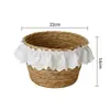 Cesta de Armazenamento de Frutas e Miudezas de Mesa Trançada Cesta de Armazenamento de Decoração de Cosméticos para Quarto Cesta de Armazenamento de Lanches para Entrada de Dormitório