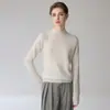 Suéter de cachemira de cuello medio, nuevo estilo de invierno para mujer, base de color liso, ajustado, suave, tejido, suéter corto