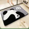 Alfombra de Imitación Cachemir con Dibujo de Panda para Puerta de Baño, Felpudo Absorbente, Alfombrilla para Piso de Baño de Fácil Cuidado, Felpudo de Secado Rápido