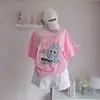 Camiseta holgada de manga corta con estampado para niña, estilo informal, a la moda y antiedad, bonita y combinable para verano
