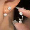 Pendientes Brillantes de Lujo para Mujer, No Necesitan Quitarse al Dormir, Clavos para Hélice Auricular, Diseño de Nicho, Sensación de Alta Gama, Circonita Estilo Ins