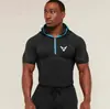 Ropa Deportiva para Hombre con Media Cremallera, Capucha, Ajustada, Dos Tonos, Bloques de Color, Transpirable, Secado Rápido, Corte Delgado, Elástica, para Entrenamiento Físico