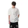 Camiseta de Manga Corta de Color Sólido de Marca de Moda para Hombre, Estilo Casual Holgado con Diseño Único de Cuello Diagonal, Camisa de Media Manga con Cuello en V, Estilo Americano de Verano