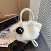 Bolsa de Cubo de Felpa Nueva Otoño 2025 Transfronteriza Bolso de Hombro Cruzado Coreano de Nicho Simple Bolso de Gran Capacidad
