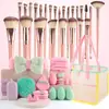 Conjunto de Ferramentas de Beleza Multi-Peça Transfronteiriço com 30 Peças: Pincéis de Maquiagem, Esponjas de Pó, Conjunto Grande para Lavagem Facial