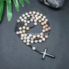 Amazonas Piedra Natural Colgante de Cruz Collar Piedra Ojo de Tigre Cruz Vesícula Biliar de Hierro Rosario para Hombres Collar Venta al por Mayor
