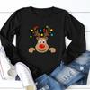 Outono Europeu e Americano Transfronteiriço Novos Looks de Casal Desenho Animado de Rena de Natal Estampa Gola Redonda Casual Versátil do Fabricante da Fonte
