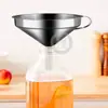 Embudo de acero inoxidable de gran diámetro con mango, filtro de drenaje de aceite, dispensador de líquido para especias en polvo, aceite, vinagre, vino para cocina