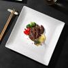 Plato occidental con relieve blanco puro de estilo europeo, plato de fruta, plato de pastel, plato de carne, plato cuadrado, plato plano creativo, plato cuadrado
