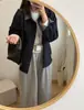 Camisa Jeans Estilo Coreano Primavera Xadrez Color-Blocking Lavada Nova Estilo Coreano Simples Versátil Jaqueta Jeans Top para Mulheres