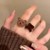Anillo Abierto de Oso Marrón Lindo para Mujer 2025 Nuevo Popular Anillo Apilable Extraño y Raro Anillo para Dedo Índice de Otoño e Invierno