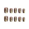 Outono Tardio Gato Marrom Olho de Gato Alta Qualidade Elegante Estilo Menina Estilo Irmã Real Clareamento Manicure Estilo Curto 30 unidades Manicure Usável