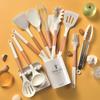 Cabo de Madeira Utensílios de Silicone para Cozinha Conjunto de 11 Peças Cabo com Ponta Resistente ao Calor Espátula de Silicone Colher Conjunto de Utensílios de Cozinha cozinha