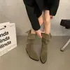 Zapatos de Mujer, Botas de Nicho Retro, Botas de Mujer Francesas, Botas Vaqueras Marrones de Verano y Otoño