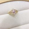 Anillo de perla de agua dulce natural de grado 5A, brillante y brillante, de moda, exquisito anillo de apertura de diamante con micro incrustaciones de circonita, venta al por mayor