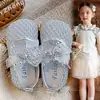 Sandalias Transparentes de Malla para Niñas Estilo Verano 2026 para Niños Mayores, Lindos Zapatos de Princesa con Lazo de Perla, Zapatos de una Sola Pieza Calados