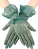 Guantes de Malla para Mujer Halloween Ceremoniales con Adorno de Encaje Negro Sexy Malla Lazos Guantes de Lencería