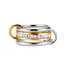 Anillos de pareja de dedo conectados de acero inoxidable con incrustaciones de diamante estilo popular ins moda lujo ligero chapado en oro de 18k no se decolora