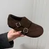 Mocassins com Forro de Lã para Mulheres, Estilo Retrô Francês Britânico para Outono e Inverno, Slip-On de Algodão com Corte Profundo, Sapatos Pequenos de Couro para Outono e Inverno