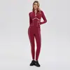 Conjunto Esportivo Caijue para Mulheres com Gola Alta, Zíper Duplo, Design Estruturado, Calça Cropped, Conjunto de Duas Peças para Treinamento, Corrida e Yoga