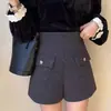 Shorts de lã femininos 2026 novo outono e inverno cintura alta temperamento camada base lantejoulas peça externa linha A perna larga casual bootcut calças