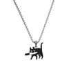 Collar con forma de cuchillo y gato de acero inoxidable con diseño transfronterizo, bonito collar japonés de moda para mujer, con personalidad genial, joyería para parejas al por mayor