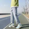 Jeans retrô estilo Hong Kong masculino, fino de verão, corte reto solto, tamanho grande, moderno, perna larga, casual, calça comprida