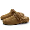 2026 Nieve Retro Rodete de Pelo Rizado Zapatillas Perezosas Mujer Moda Versátil Mate Suela Plana Punta Cuadrada Birkenstock Medias Zapatillas Modernas