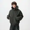 Chaqueta de Algodón de Alta Gama Retro Americana Hl con Cuello de Piel para Hombre, Chaqueta de Algodón Cálida Engrosada y Forrada de Polar para Invierno