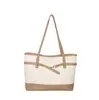 Bolso de Mano Minimalista de Cuero Bicolor para Mujer 2026, Bolso de Hombro de Gran Capacidad para el Trabajo, Bolso de Mano de Lujo Ligero con Decoración de Correa