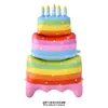 Vela Colorida Bolo Três Camadas Balão de Filme de Alumínio Decoração de Festa de Aniversário Infantil Vela Bolo