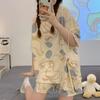 Pijamas de verano para mujer, pantalones cortos finos de manga corta, novedad de 2025, ropa de verano con dibujos animados para el hogar, prendas de vestir exteriores