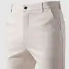 Calças Ocidentais Masculinas Stretch Forradas com Lã de Inverno Espessadas Calças de Vestuário Tubo Reto Dosagem Leve Calças de Negócios Calças Casuais da Moda para Homens