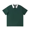 Nuevo Estilo Primavera y Verano 220g Algodón Fresco Camisa Polo de Manga Corta con Bloques de Color en el Cuello para Hombre, Camiseta Casual Holgada Estilo Universitario Japonés para Mujer