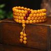 Nuevo brazalete de cera de abeja antigua 108 cuentas amarillas aceite de pollo collar piedra original ámbar brazalete multi-anillo para hombres y mujeres Venta al por mayor