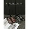 Mocasines de cuero para mujer, hechos a mano, nuevo estilo 2026, adecuados para ir al trabajo, diseño sin cordones, estilo retro británico, con tacón grueso