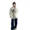 Sudadera Redonda Estilo Retro Americano para Mujer, Primavera y Otoño 2025, Marca de Moda Oversize High Street, Forro Polar, Top sin Capucha para Invierno